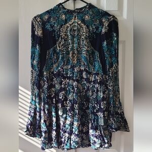 Free People Women's Lady Luck Printed Long Bell Sleeve Tunic